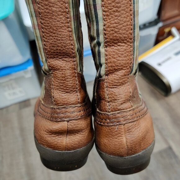 UGG Edmonton Tall Boots 3226 Green Plaid Brown Leather Sheepskin Shearling 7 - Picture 12 of 16